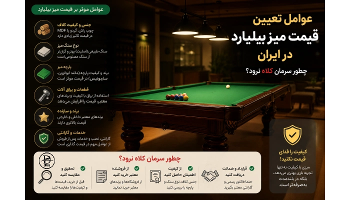 عوامل تعیین قیمت میز بیلیارد در ایران؛ چطور سرمان کلاه نرود؟